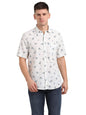 Turtle Men Cotton Linen Regular Fit Casual Shirt Off White
