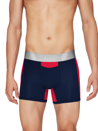XYXX Mens Underwear Illuminati IntelliSoft Antimicrobial Micro Modal Trunk Pack of 3 (Black;Black Iris;Black Iris & Tango Red ;