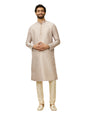 Manyavar Mens Walnut Art Silk Printed Kurta Pyjama Set