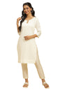 W for Woman Cotton Ecru Gitter Printed Embellished Kurta