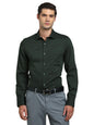 Turtle Men 100% Cotton Slim Fit Dark Green Dobby Print Formal Shirt