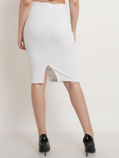 POPWINGS Casual Solid Back Slit Pencil Skirt for Women || Knee-Length Pencil Skirt for Women || Latest Stylish Formal Skirt for