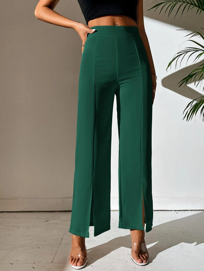 Shasmi Bottle Green Womens Dress Pants Stretchy Work Slacks Business Casual Office Bootcut Leg Elastic Waist Regular Fit Plazzo