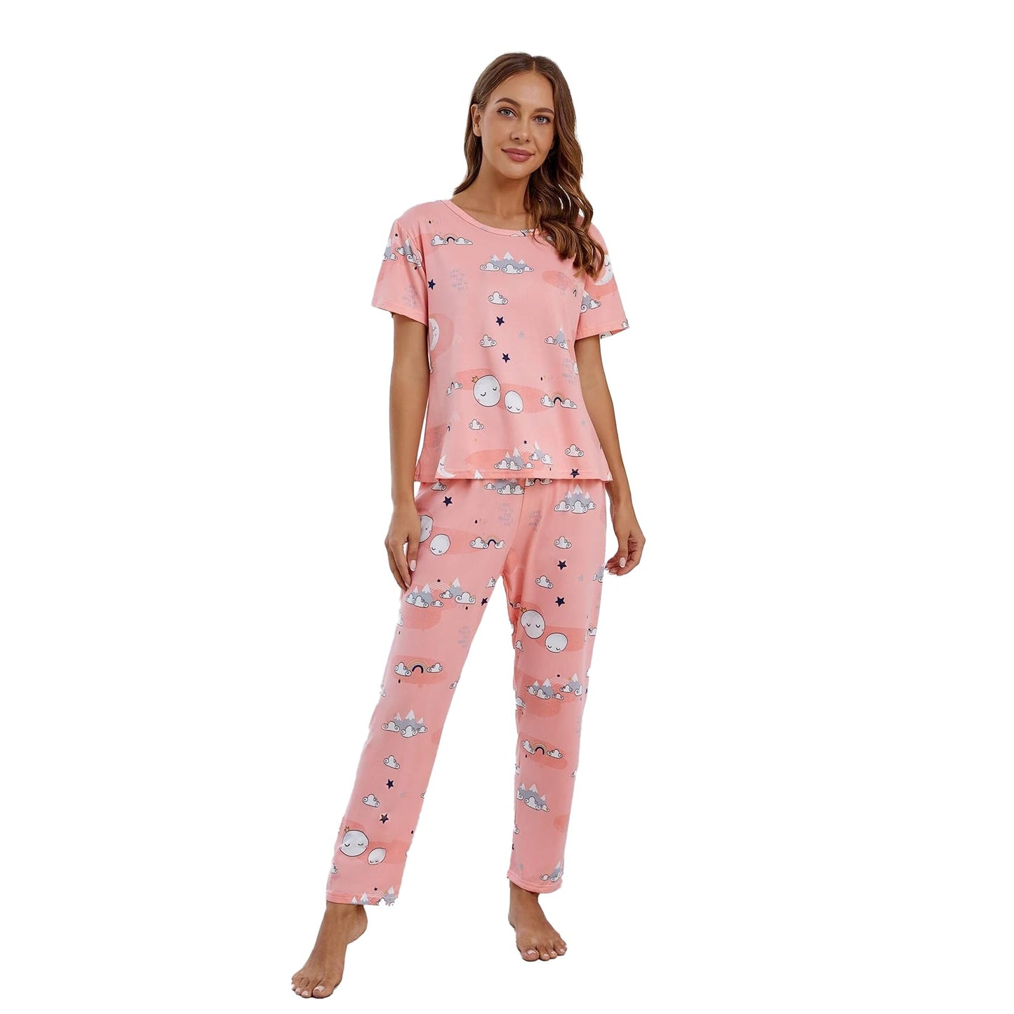 SHIENZY Womens Stylish Avacado Printed Night Suit || T-Shirt & Pyjama for Nightwear Set || Casual Lounge & Sleep Wear for Girls