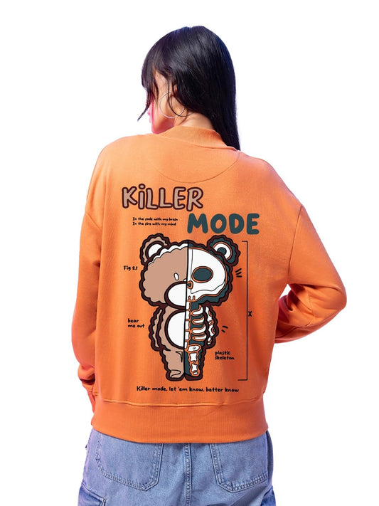 Bewakoof Official Marvel Merchandise Womens Graphic Printed Oversized Fit Full Sleeve Round Neck Terry Sweatshirt_628353_Orange