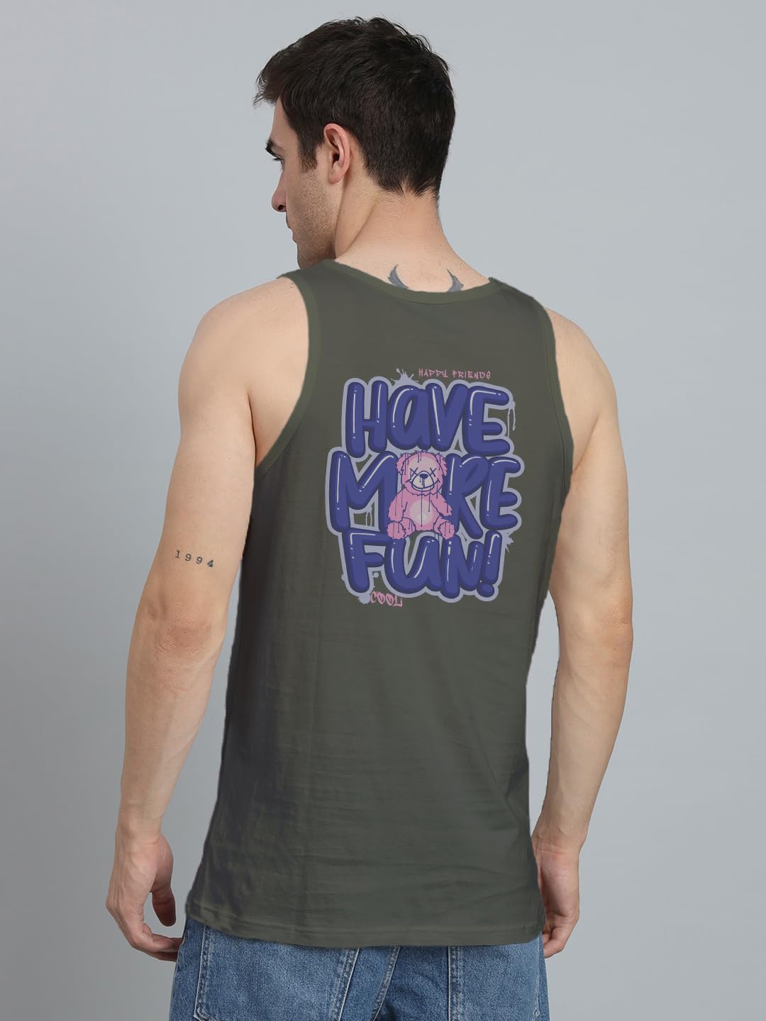 Peppyzone Mens S to 5XL Designer Men Vest Teddy Printed Cotton Sando/Baniyan/Ganji for Men and Boys - Perfect for Gym Workouts,