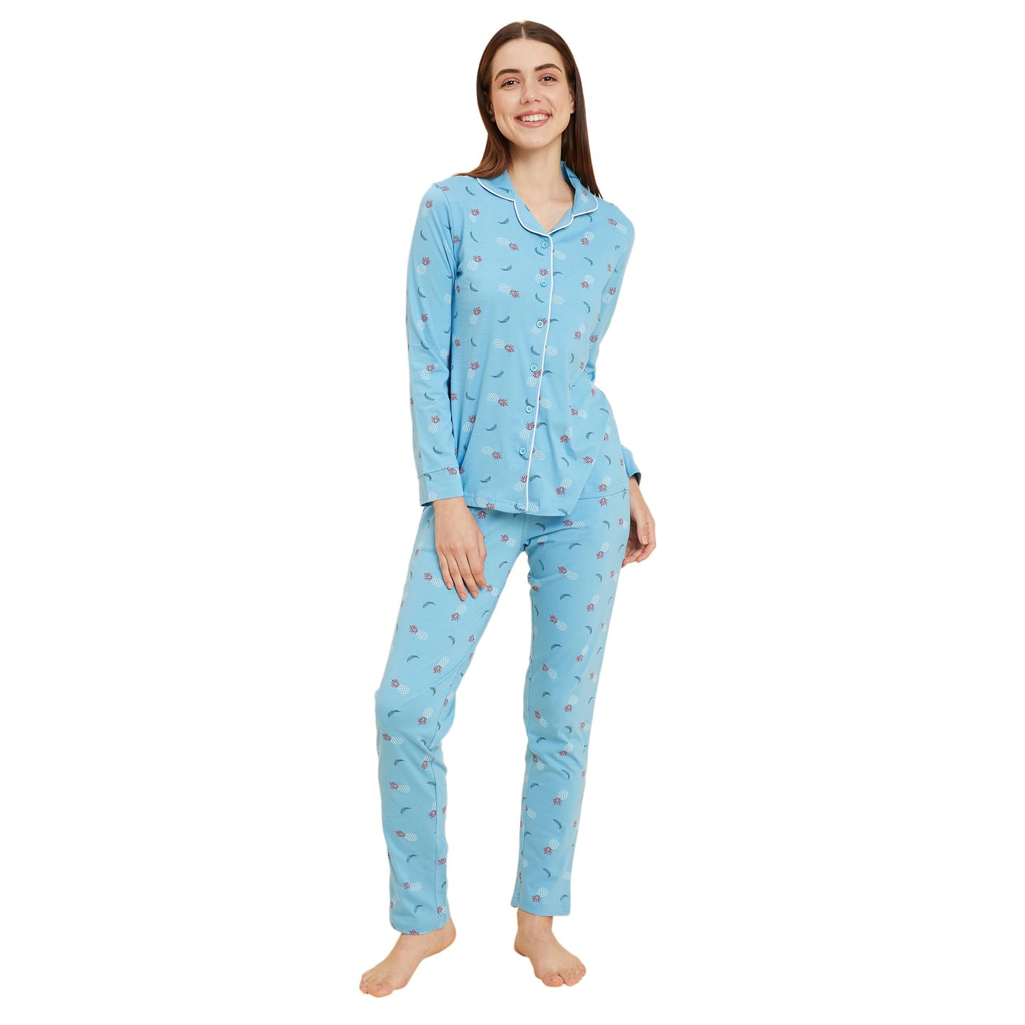 Sweet Dreams Women Printed Full Sleeves Pyjama Set