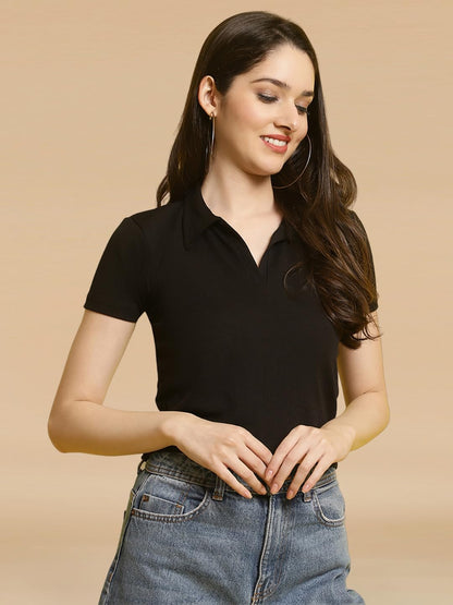 Tee Projekt Solid Stylish Casual Slim Fit Top & Tunic for Women & Girls ll College Top & T-Shirt for Women