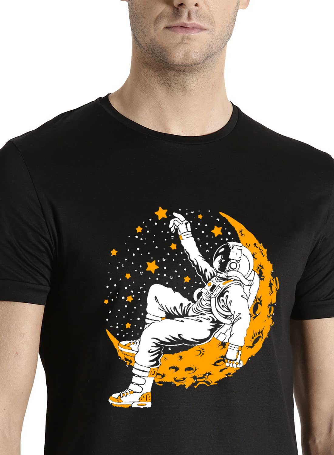 ADRO Astronaut Graphic Design Mens Printed T-Shirts (RNR-M-Moon)