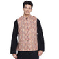 Fabindia Men Cotton Printed Nehru Jacket Beige_S