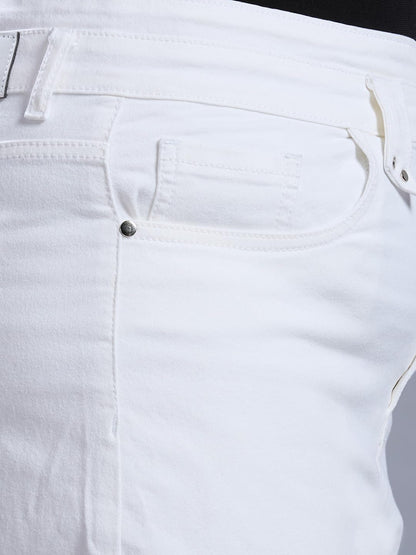 Style Quotient Women Plus Size White Straight Fit High Rise Stretchable Jeans