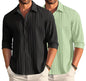 Deelmo Combo Of MenS Casual Button Down Shirts Long Sleeve Linen Shirt Fashion Textured Summer Shirts Pack Of 2