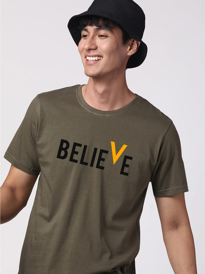 ADRO Men's Believe Design Printed T-Shirt (2XL)