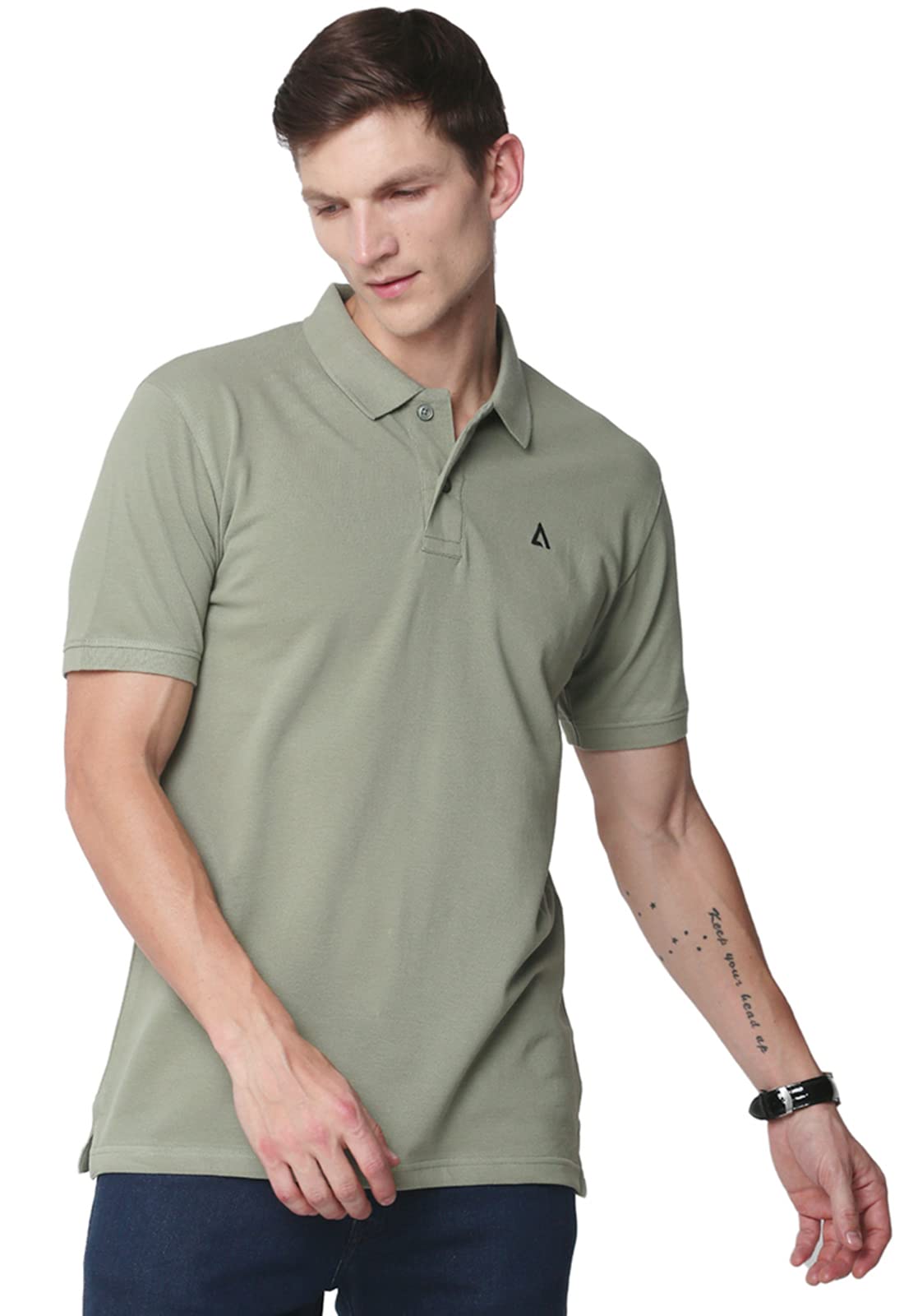 ADRO Men's Premium Cotton Polo T-Shirt (PN23-M-PLN-OL_Olive)