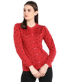 Modeve Polka Dot Round Neck Casual Women Peach Sweater||Winterwear||