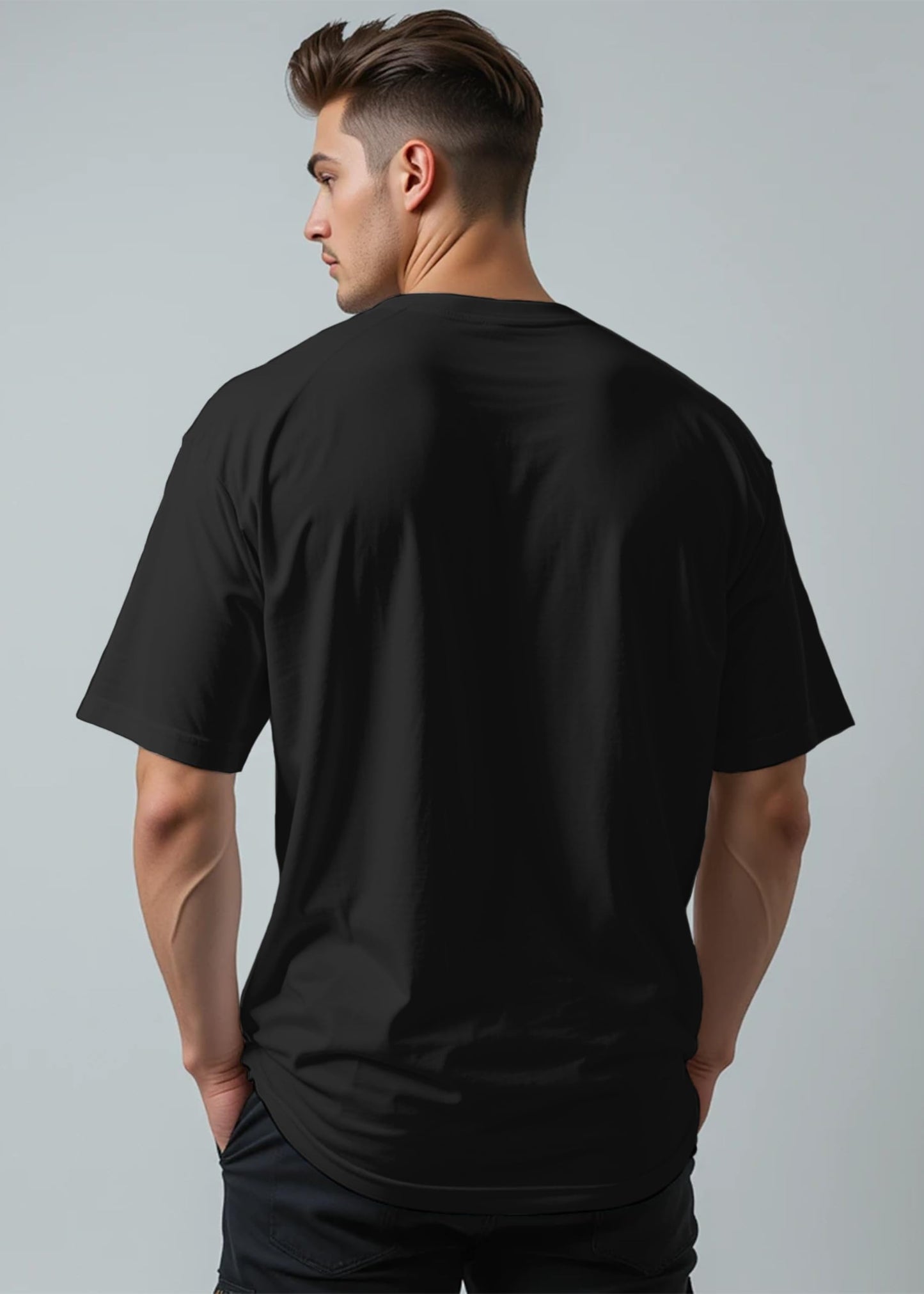 Peppyzone Mens Oversized Fit T-Shirt (PZ-OSTTrendy412_Black5