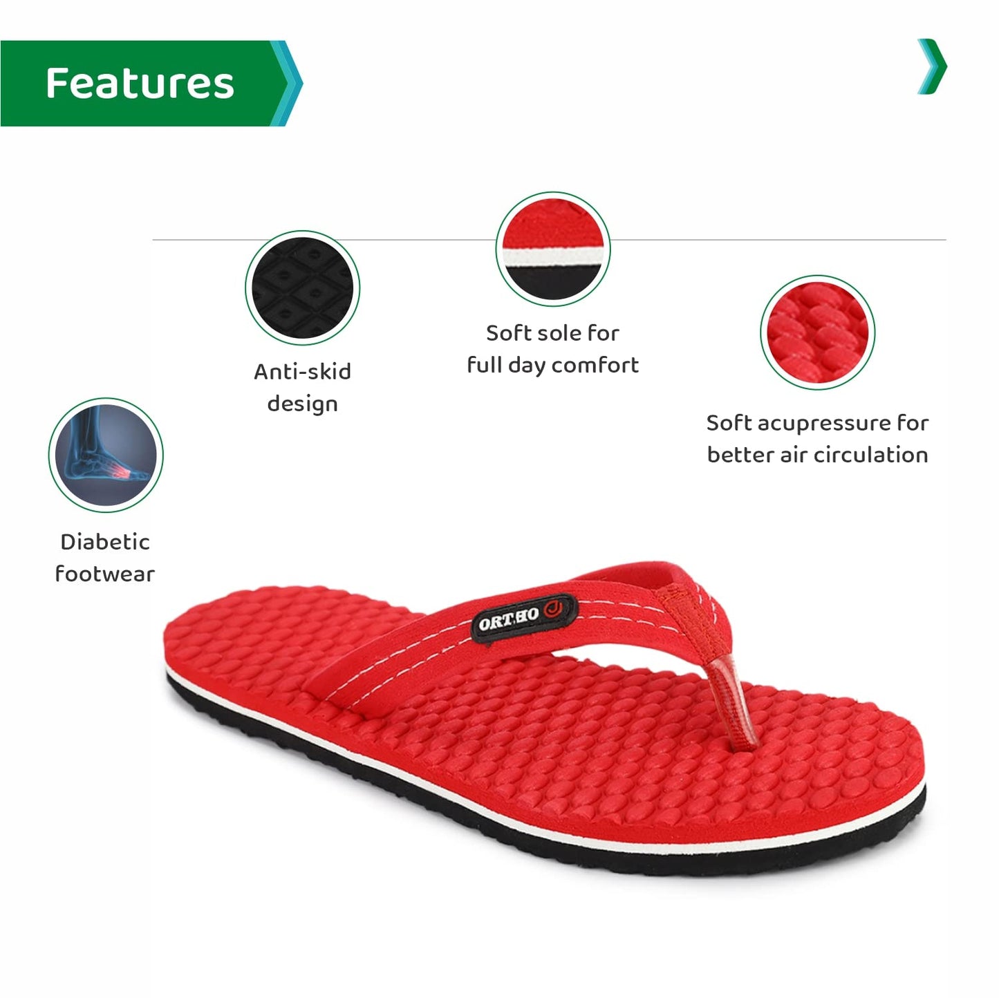 ORTHO JOY House Slipper for Womens Care | Orthopaedic | Diabetic | Acupressure | Comfortable | MCR | Flip Flop Ladies and Girl