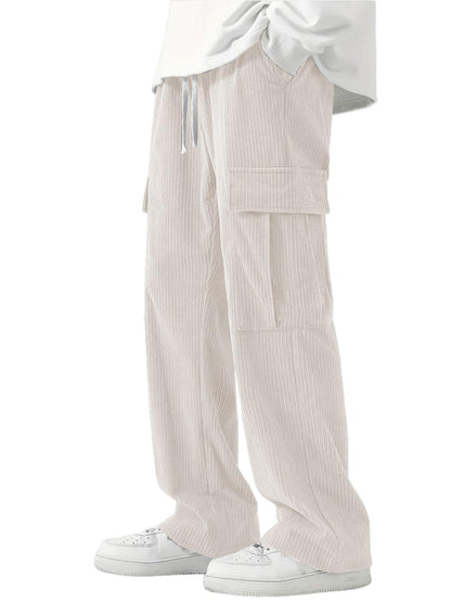 Greciilooks Cargo Joggers For Men  Cotton Loose Fit Utility Pants With 6 Pockets | Durable Outdoor & Hiking Trousers Cream