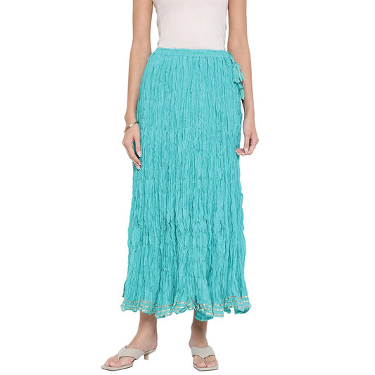 Fabindia Aqua Cotton Mull Drawstring Long Skirt