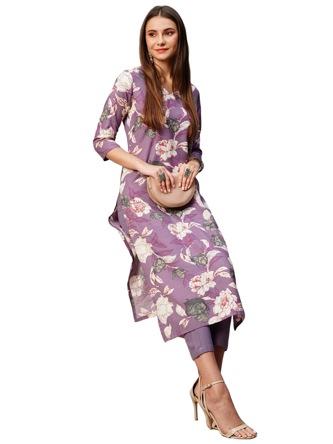 Anni Designer WomenS Rayon Straight Printed Kurta With Pant Set (Dhun-Purple-Ksv_S_Purple_Small)