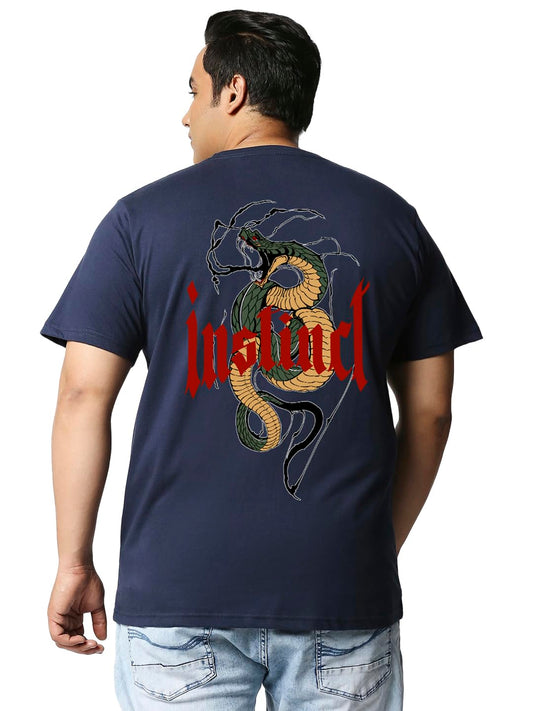 Bewakoof Mens Graphic Print Oversized Fit Half Sleeve Round Neck Cotton Plus Size T-Shirt_634103_Blue_4XL