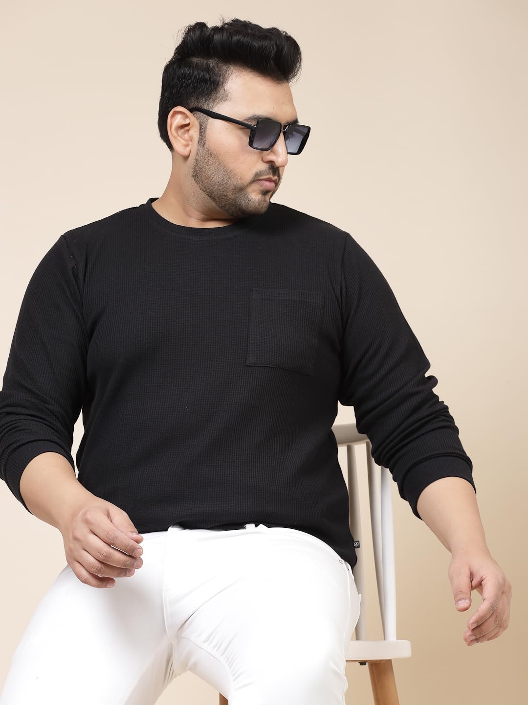 Rigo Plus Size T-Shirt for Men | Round Neck, Solid T-Shirt for Men | Full Sleeves Plus Size T-Shirt for Men | Casual Wear, Styli
