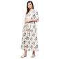 Idalia Cream Floral Printed Dress For Women