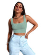 Sugathari Womens & Girls Solid Ribbed Boat Neck Sleeveless Crop Tops for Women (Top 36 Teal L)