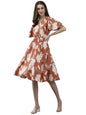 Aarika Women's Crepe Fit and Flare Knee-Length Dress (New_DR-AW-055_Brown