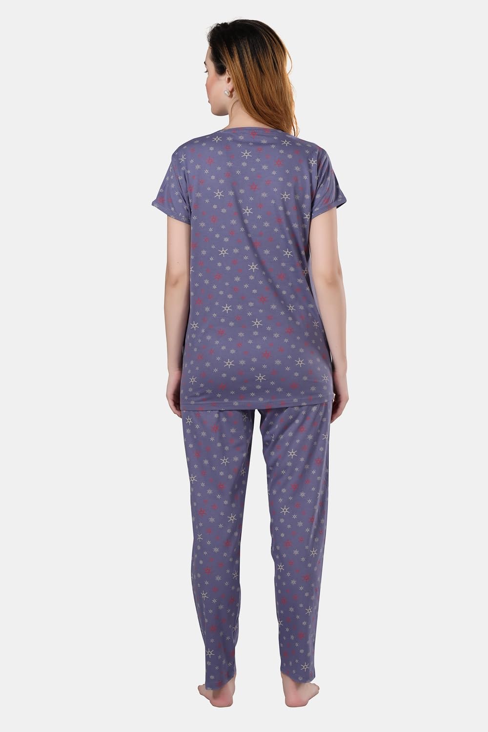 Fabme WomenS Purple Maternity Top And Pyjama Set