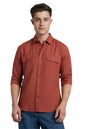 Dennis Lingo Men Linen Blend Regular Fit Solid Shirts Rust