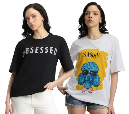 Juneberry Pure 100% Cotton Oversized Loose Baggy Fit Drop Shoulder Latest Aesthetic & Cool Graphic Prinred Half Sleeve T-Shirts