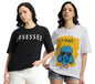 Juneberry Pure 100% Cotton Oversized Loose Baggy Fit Drop Shoulder Latest Aesthetic & Cool Graphic Prinred Half Sleeve T-Shirts