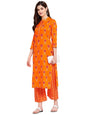 ANNI DESIGNER Women's Cotton Blend Kurta with Pant (KPT-COT-10033-ORANGE_Khaki_XX-Large)