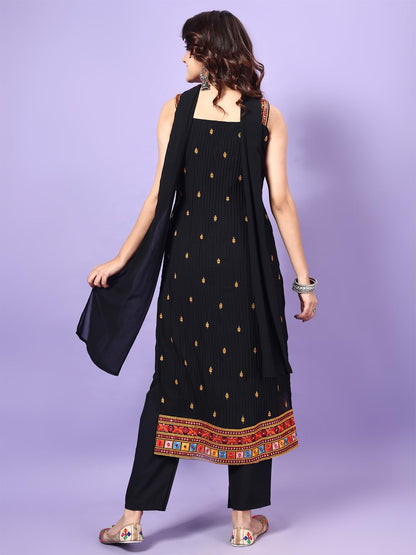 Wedani Black Georgette Embroidered Kurta Set for Women