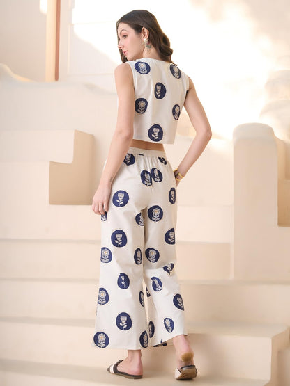 Stylum Womens Cotton Flex Botanical Printed Kurti Pant Set