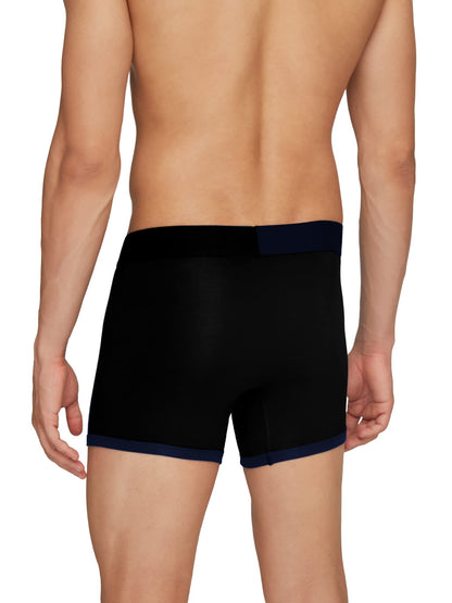 XYXX Mens Underwear Dualist IntelliSoft Antimicrobial Micro Modal Trunk Pack of 3 (Navigate & Black Iris;Black Iris & Black;Bri