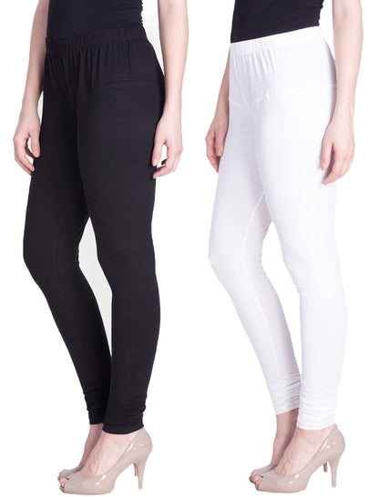 Lyra Cotton Premium Churidar Leggings For Women (Pack Of 2)