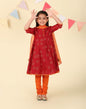 Fabindia Maroon Cotton Silk Block Printed 3Pc Churidar Set