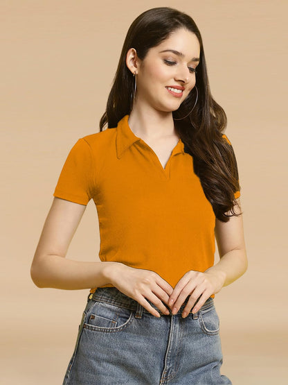 Tee Projekt Solid Stylish Casual Slim Fit Top & Tunic for Women & Girls ll College Top & T-Shirt for Women
