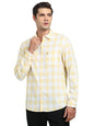 Turtle Men 100% Cotton Slim Fit Light Yellow Casual Shirt