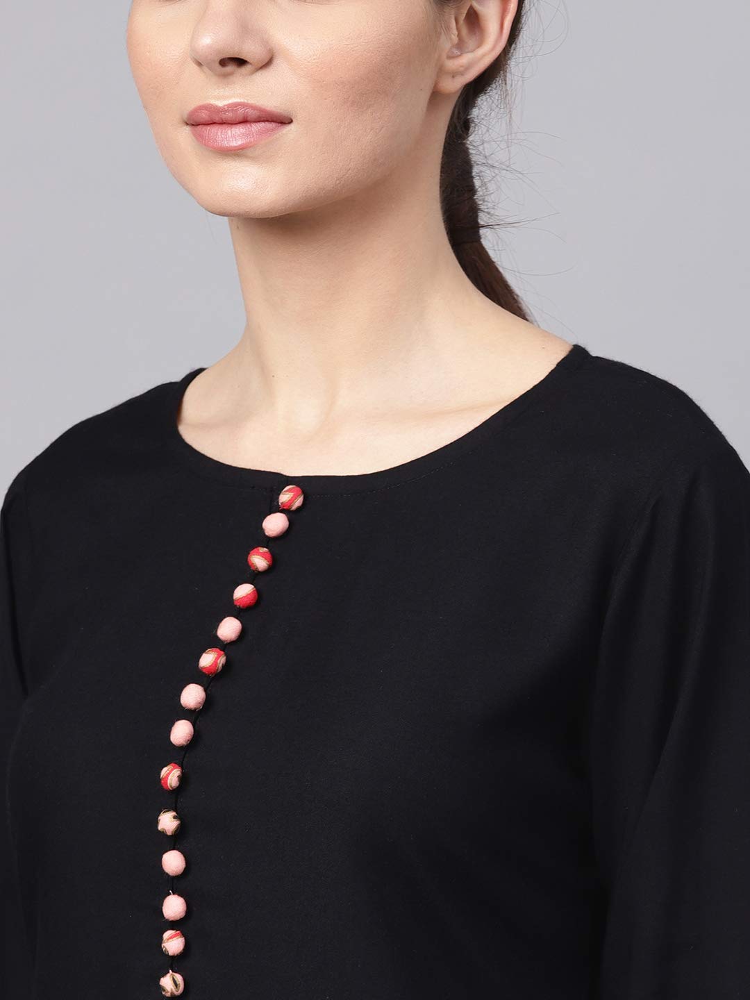 Idalia Black Rayon Kurta With Pink Printed Pants