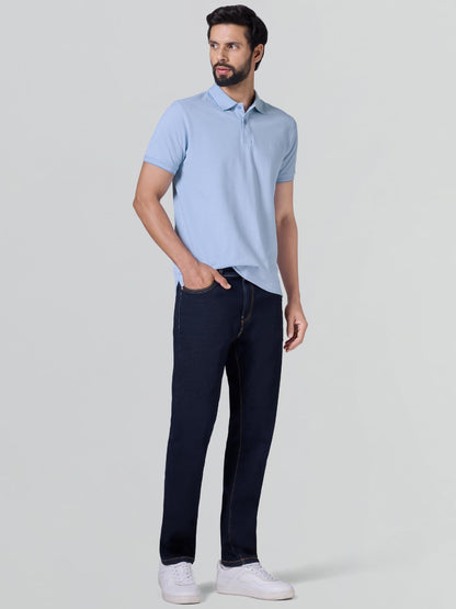 XYXX Accent Solid Halfsleeve Polo Tshirt for Men Sky Blue