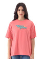 The Souled Store Glow Getter Women and Girls Short Sleeve Round Neck Pink Puff Printed Cotton Oversized Fit T-Shirts Oversized T