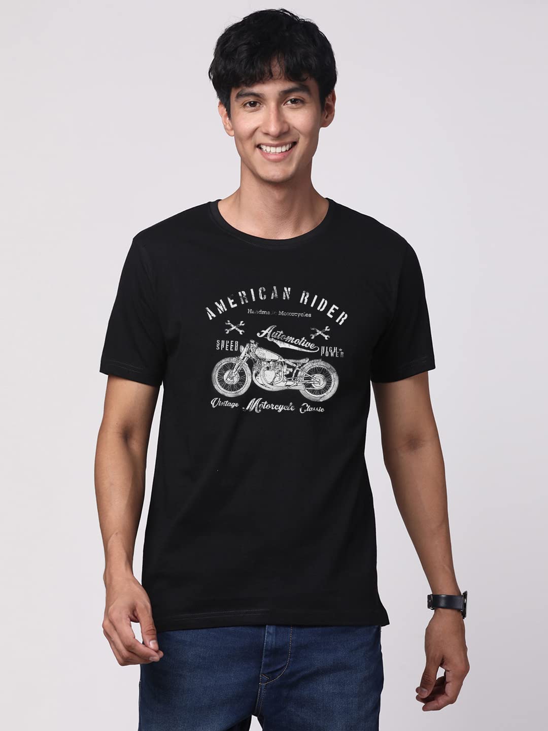 ADRO Men's Regular Fit T-Shirt (RN-M-AME-BL)