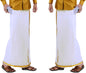 Prakasam Cotton Fine Quallity (Flexi) Adjustable 2 Way Pocket (Right/Left) Stitched White Solid Men Dhoti