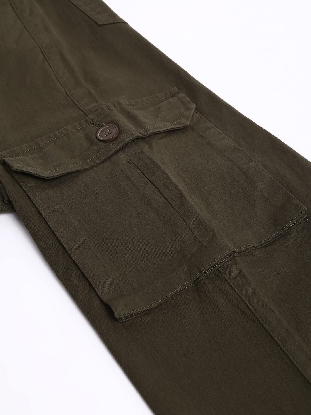 Dennis Lingo Mens Casual Solid Cotton Tapered Fit Mid Rise Ankle Length Multi-Pocket Stretchable Cargo Pant/Trousers (Dark Gree