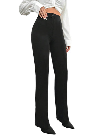 Toochki Tailored Trousers for Women | Womens High-Waisted Pant | Korean Bottom Black