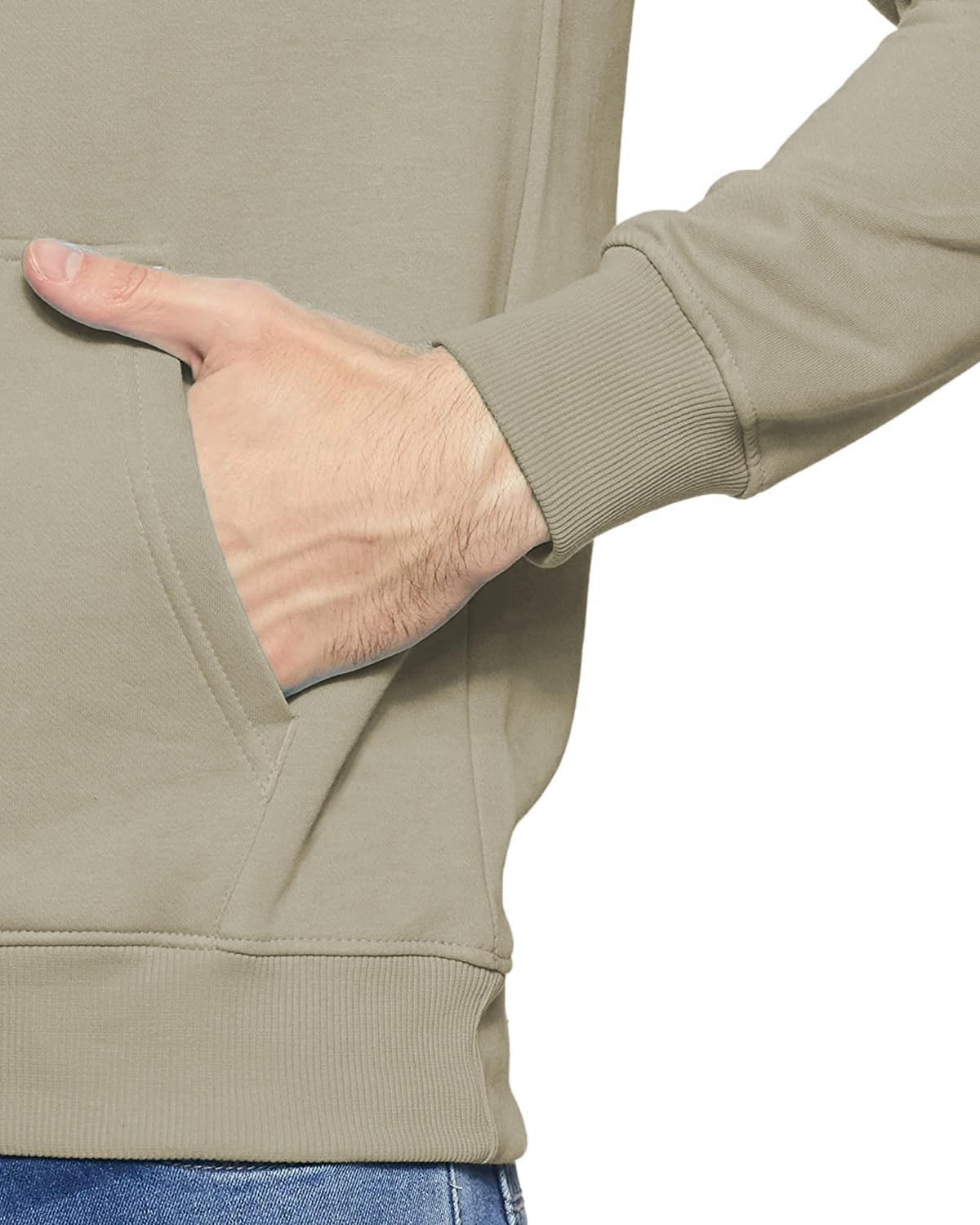 ADRO Men's Cotton Blend Neck Hooded Sweatshirt (H24-AME-BE)