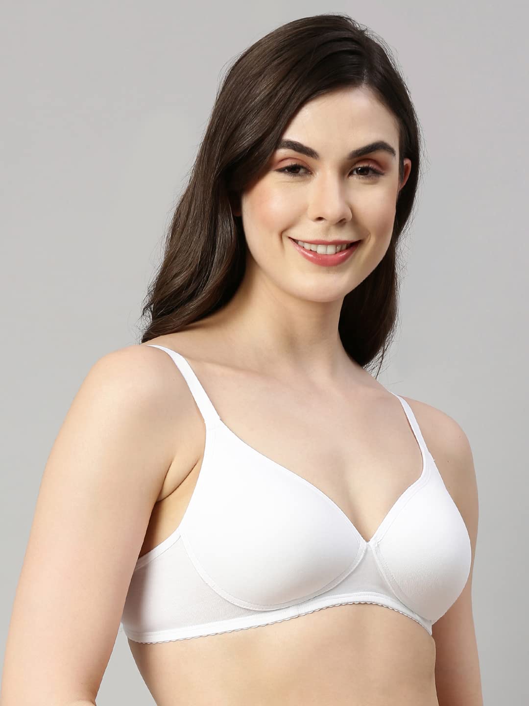 Enamor A039 Perfect Coverage Supima Cotton T-Shirt Bra- Padded Wirefree & Medium Coverage WHITE